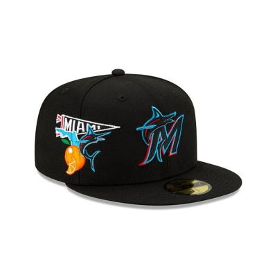 Miami Marlins Gorra | New Era MLB City Patch 59fifty Fitted Cap Mexico - Negros